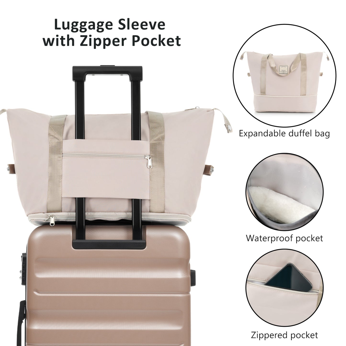 Lightweight Hardshell ABS Luggage Set - Champagne Carry-On & Check-In