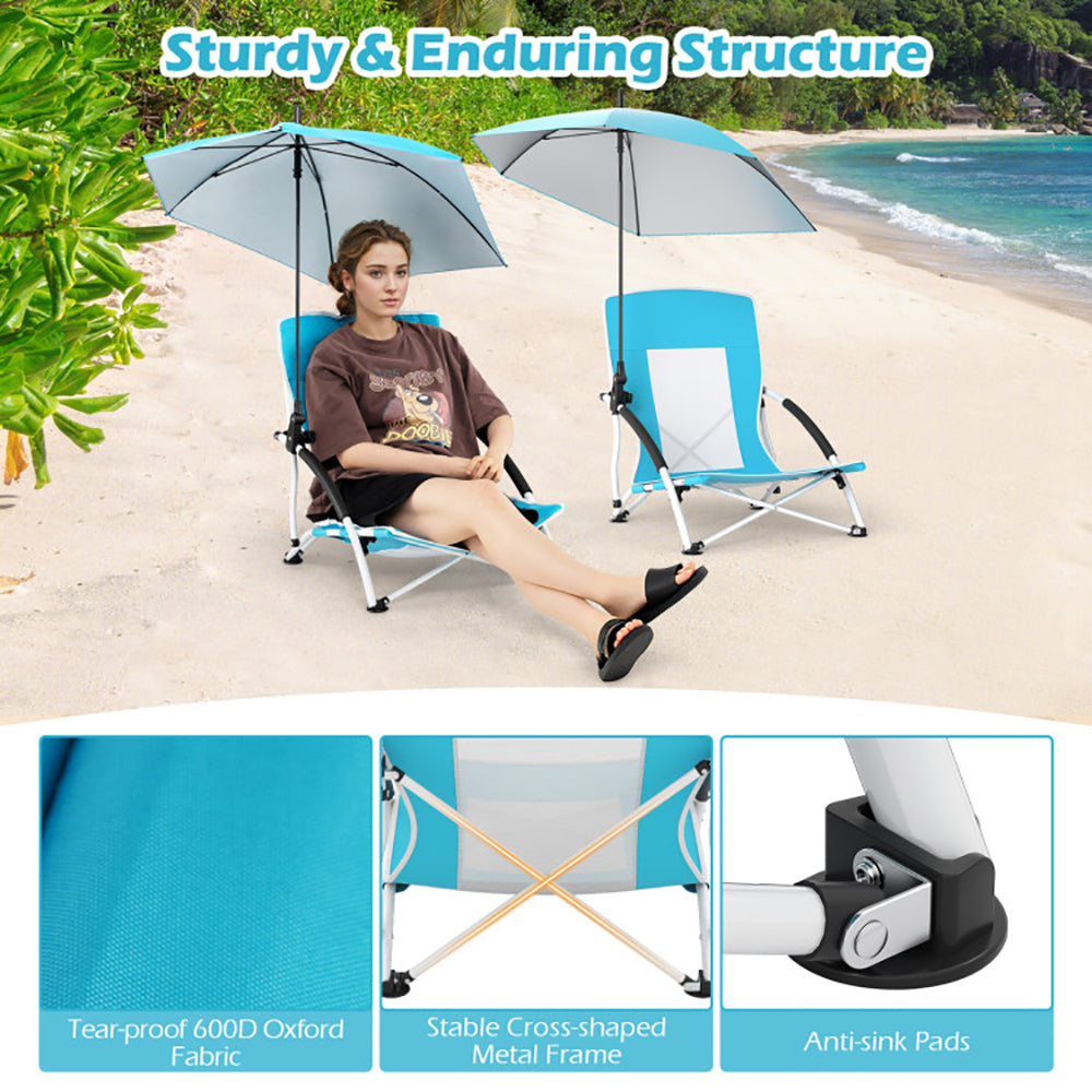 Portable Beach Chair with Adjustable Umbrella - UPF 50+ Protection