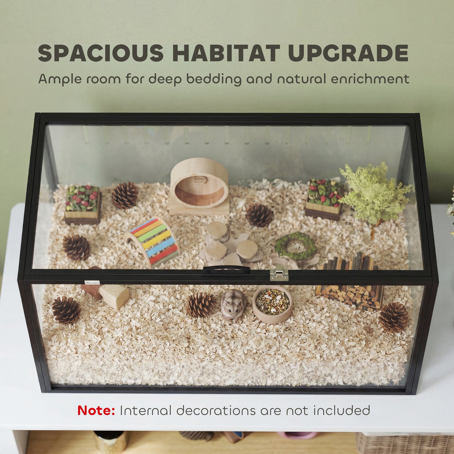 Large Acrylic Hamster Cage with Openable Top for Small Pets, Chewproof Guinea Pig & Hedgehog Habitat