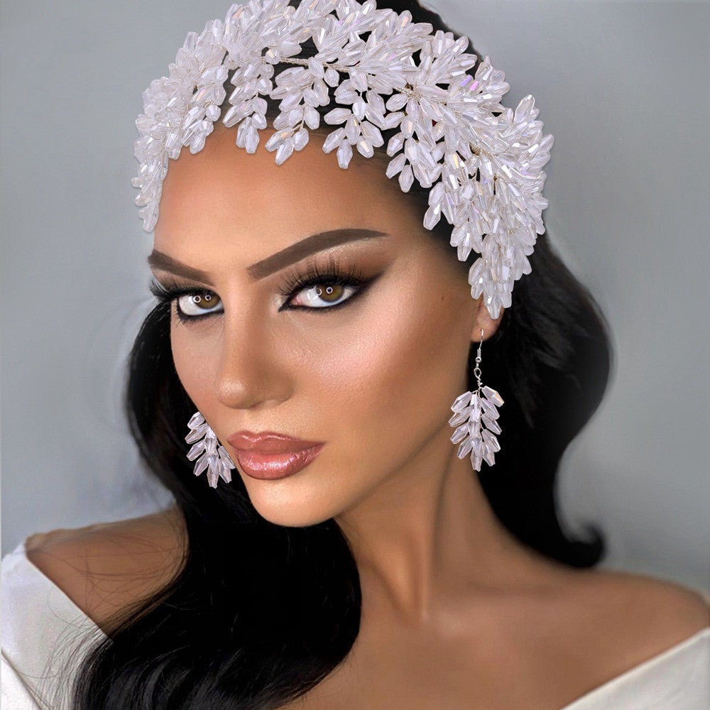 Bridal Crystal Rhinestone Headdress & Earring Set