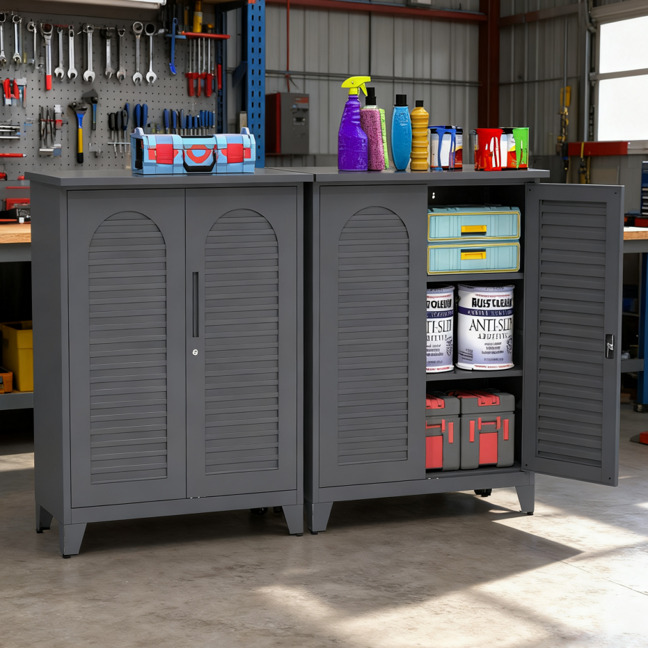 47'' Tall Metal Tool Storage Cabinet - Slate Finish
