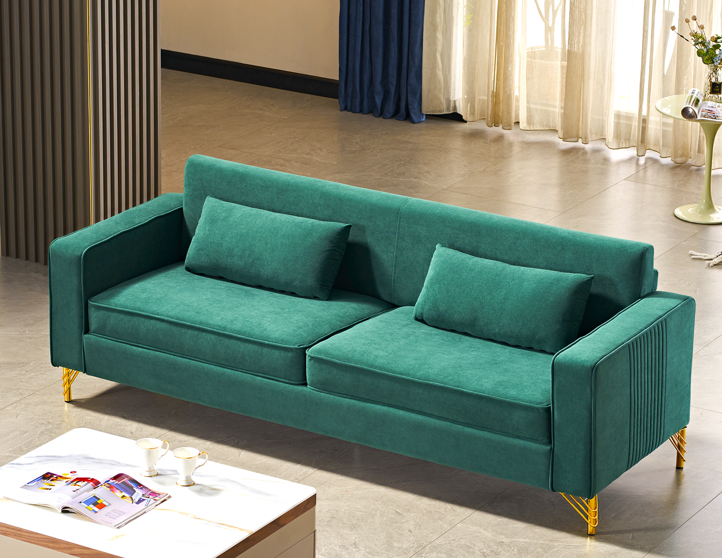 Aesthetic 85.8 Velvet Sofas For Living Room, 3 Seater Couch With