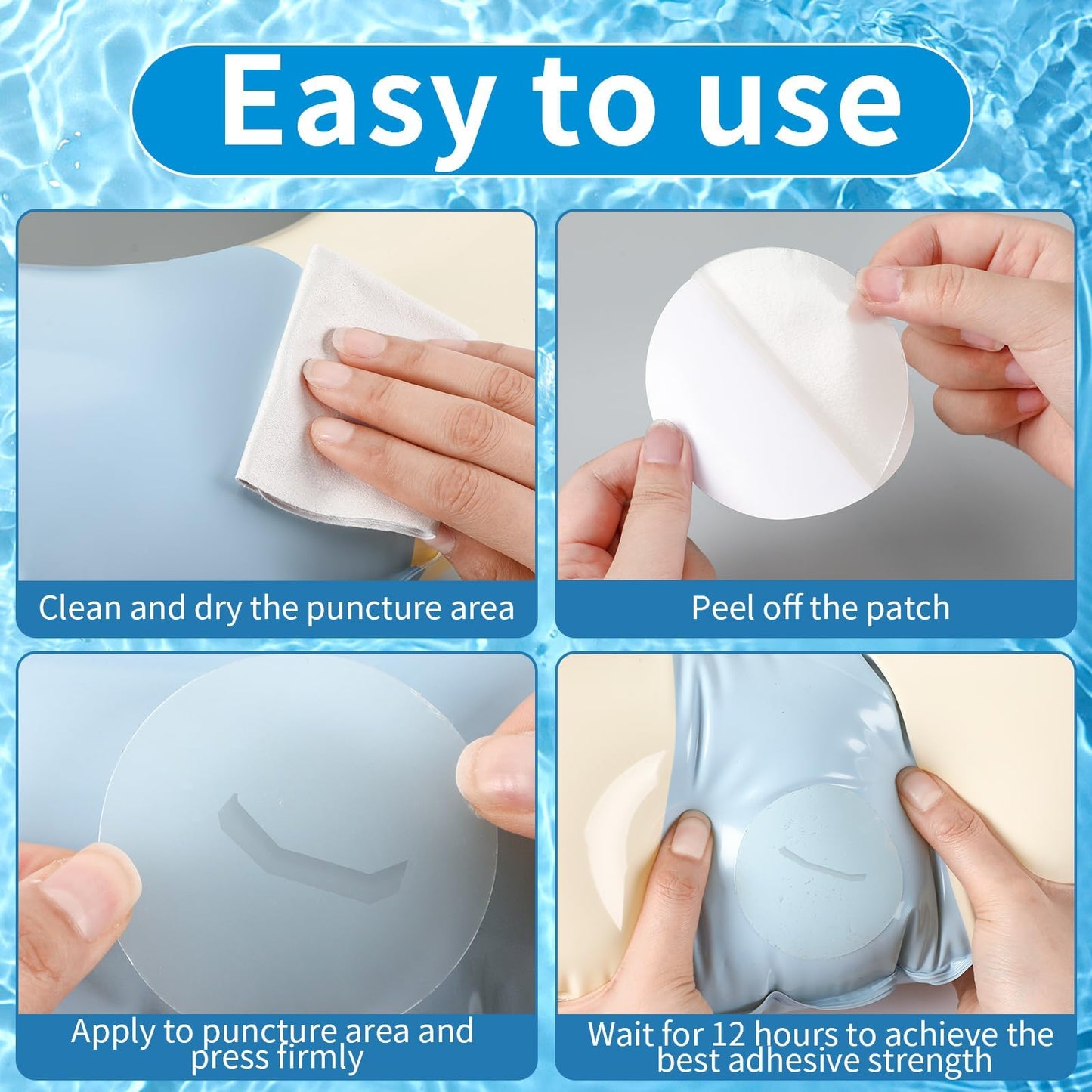 TPU Pool Patch Repair Kit - 10 Mixed Sizes for Inflatables