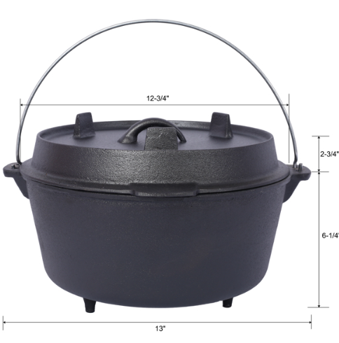 Cast Iron Dutch Oven for Camping - Pre-Seasoned with Legs