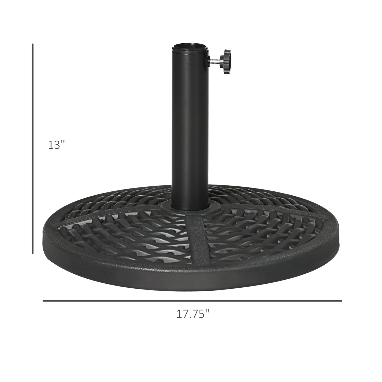 Heavy Duty 30 lbs Umbrella Base Stand - Rattan Design, Black
