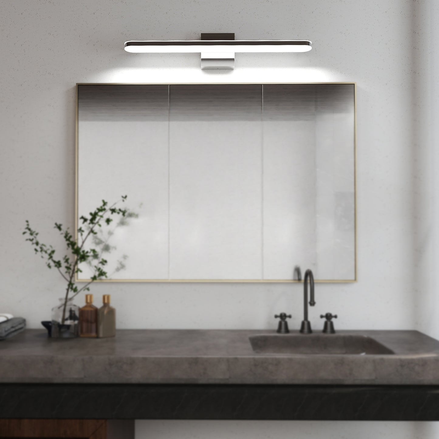 Dimmable 24 Inch Chrome LED Vanity Wall Light for Bathroom Mirror
