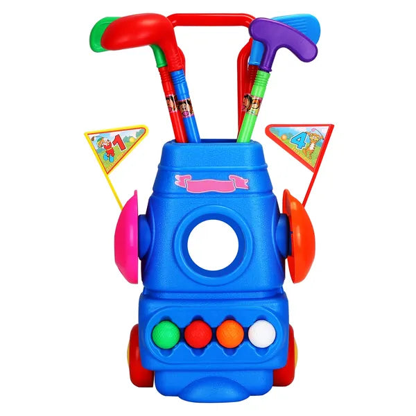 Toddler Golf Set with Golf Cart, 4 Balls & 4 Clubs - Multicolor