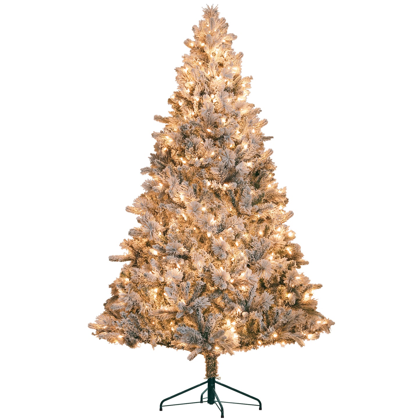 7.5 Ft Pre-Lit Snow Flocked Artificial Christmas Tree - Green