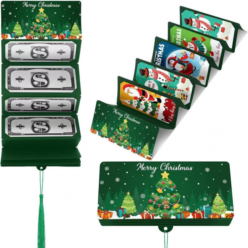 Foldable Dollar Bill Holder with 10 Slots Christmas Party Money Box Red Envelope