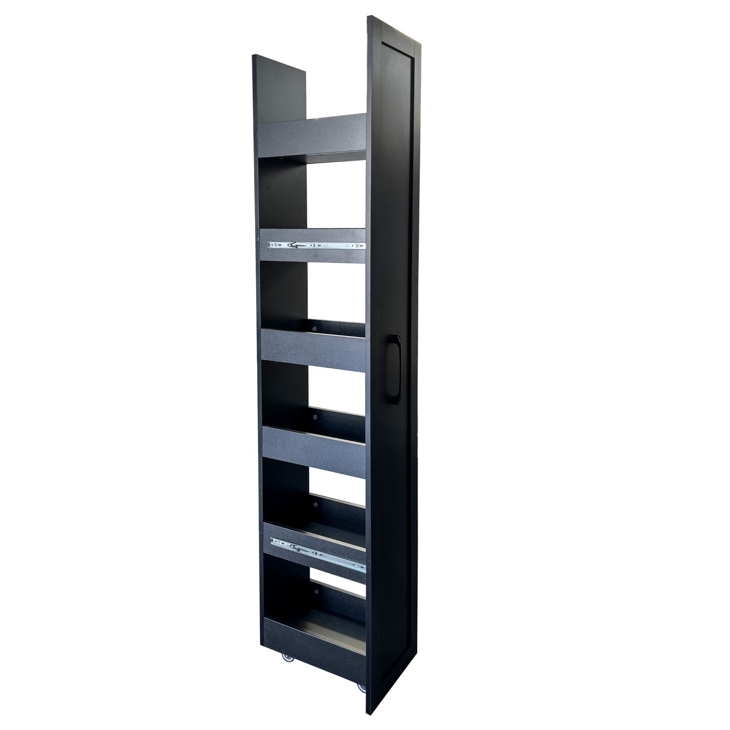 Slim Rolling Storage Cart - 6-Tier Kitchen Organizer - Black