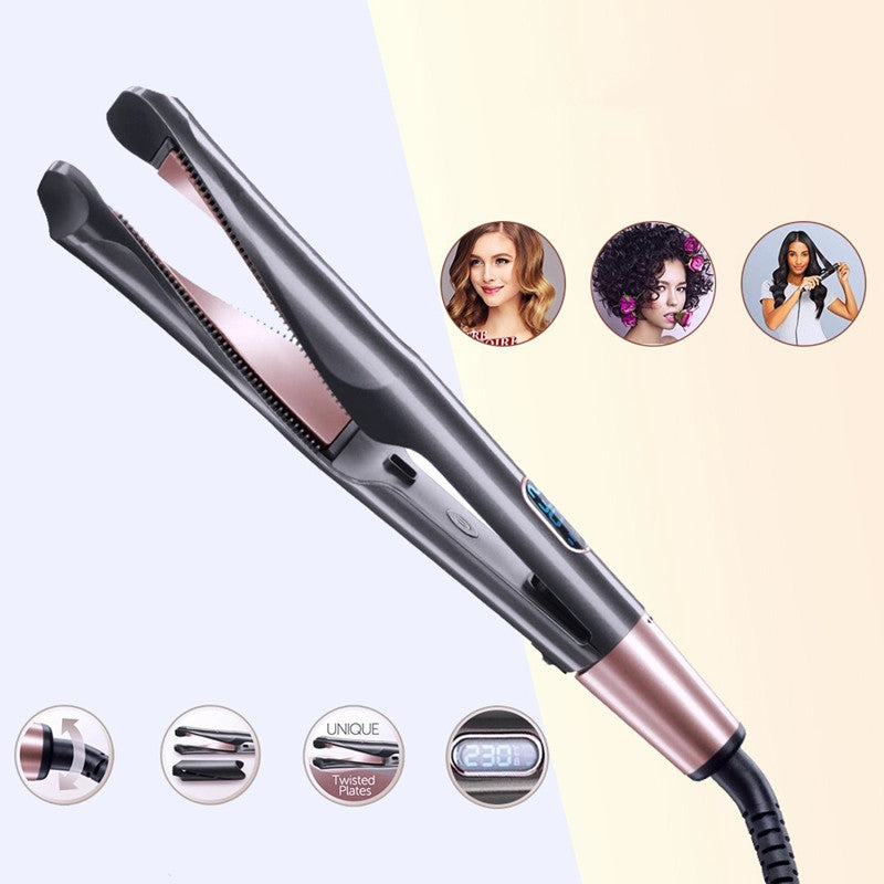 2-in-1 Hair Straightener and Curling Iron with Ionic Tourmaline Ceramic Plates