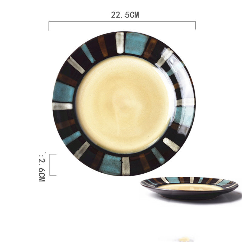 Ceramic Hand-Painted Western Style Breakfast Plate 8 Inch Microwave Safe