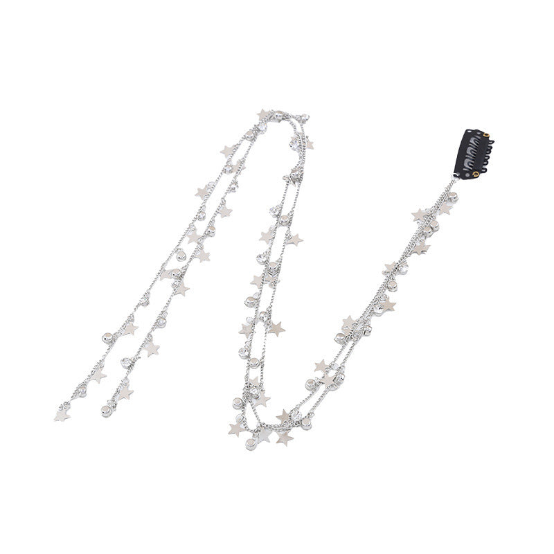 Star Rhinestone Hair Braid Side Chain Clip - 50cm Hair Accessory