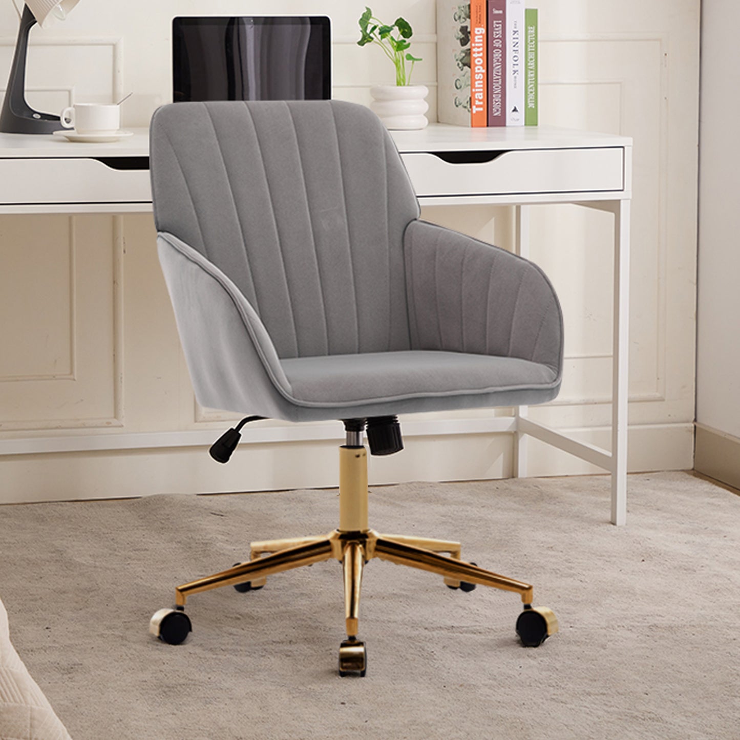 Ergonomic Gray Office Chair - Adjustable Swivel Design