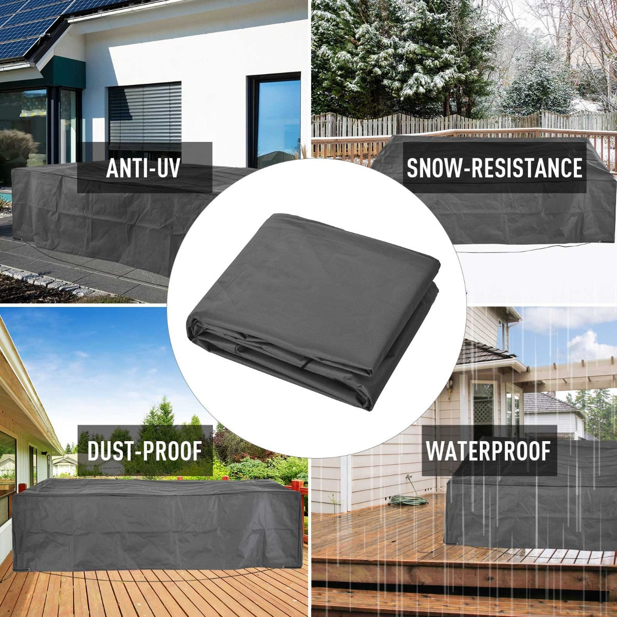 Weatherproof Outdoor Sectional Patio Furniture Cover - Gray