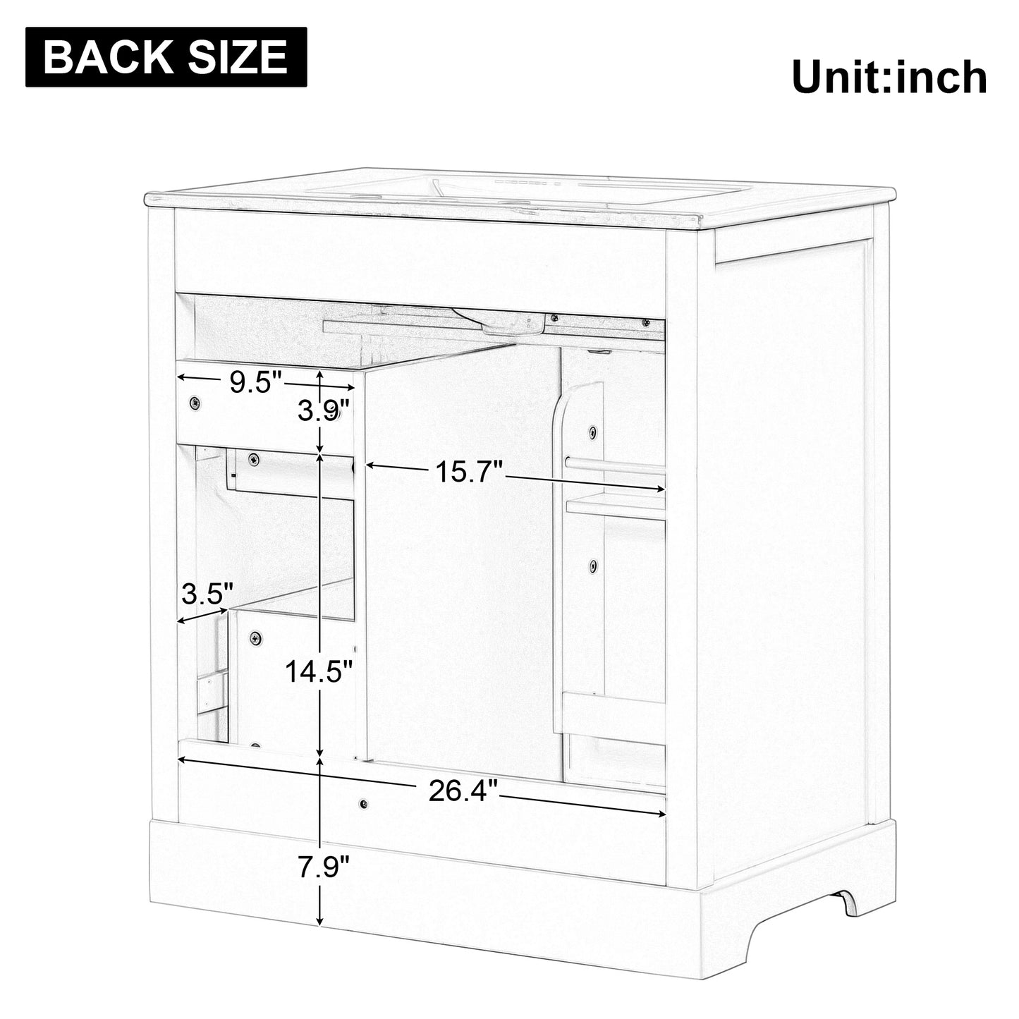 30" Bathroom Vanity with Sink Top - White Cabinet with Drawers