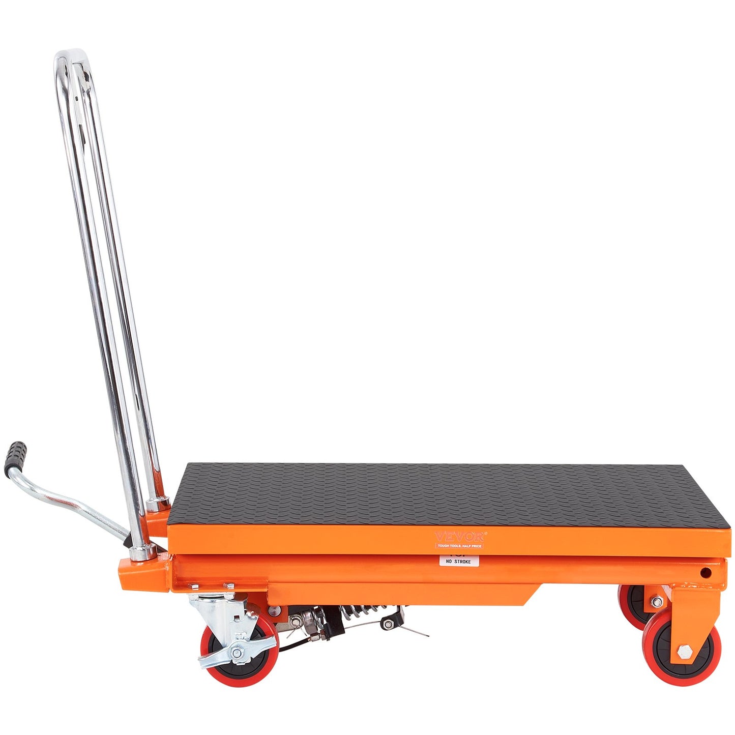 Hydraulic Lift Table Cart 500lb Capacity with Wheels & Non-Slip Pad - Orange