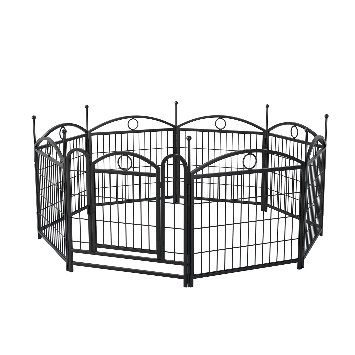 Indoor/Outdoor 24 Inch Dog Playpen - Heavy Duty Metal Pet Fence with Doors