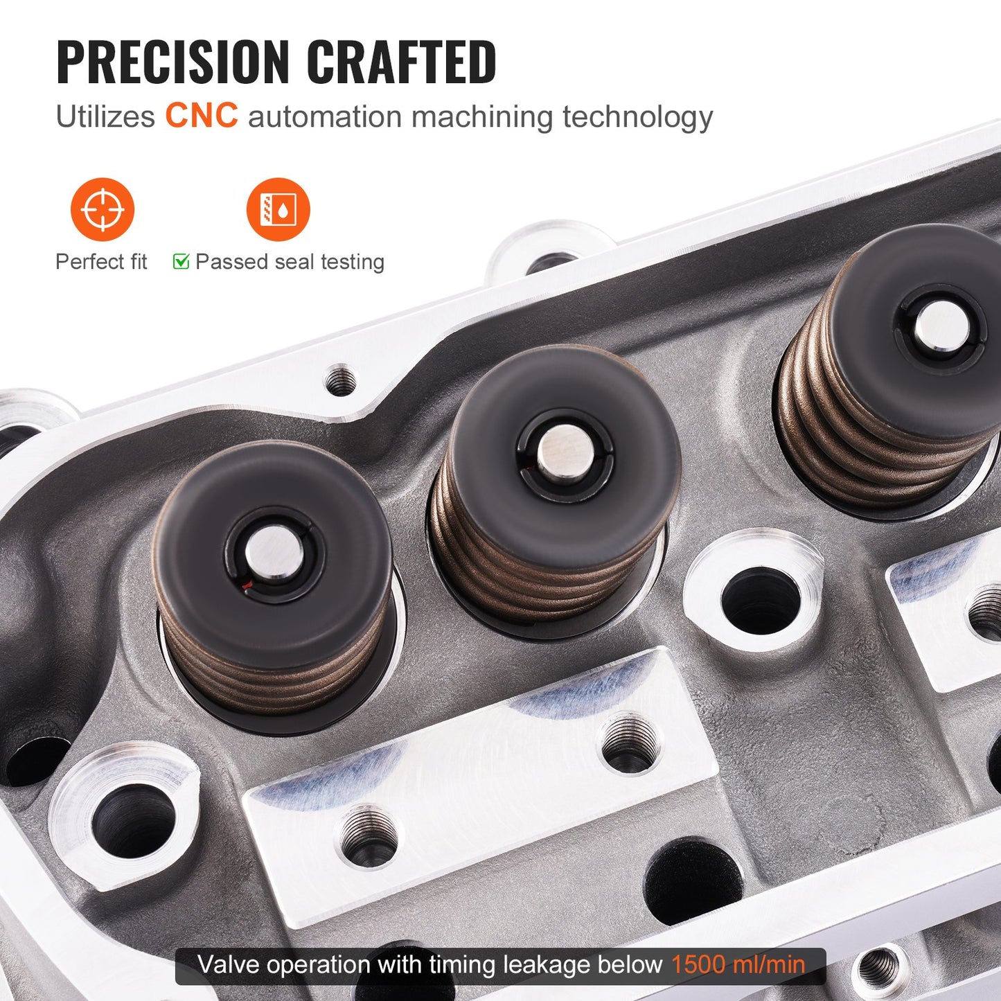 Aluminum Cylinder Head Assembly Replacement for Ford SBF Engines - Silver
