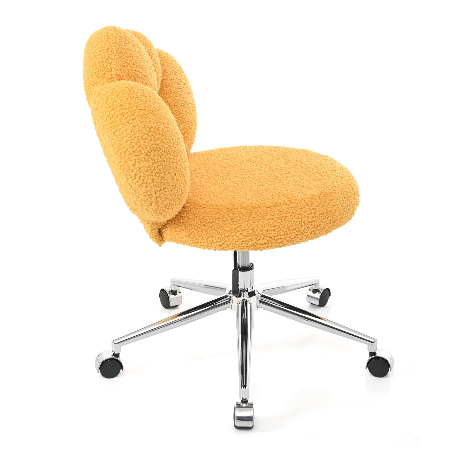 Height Adjustable 360° Swivel Chair - Yellow Teddy Fabric