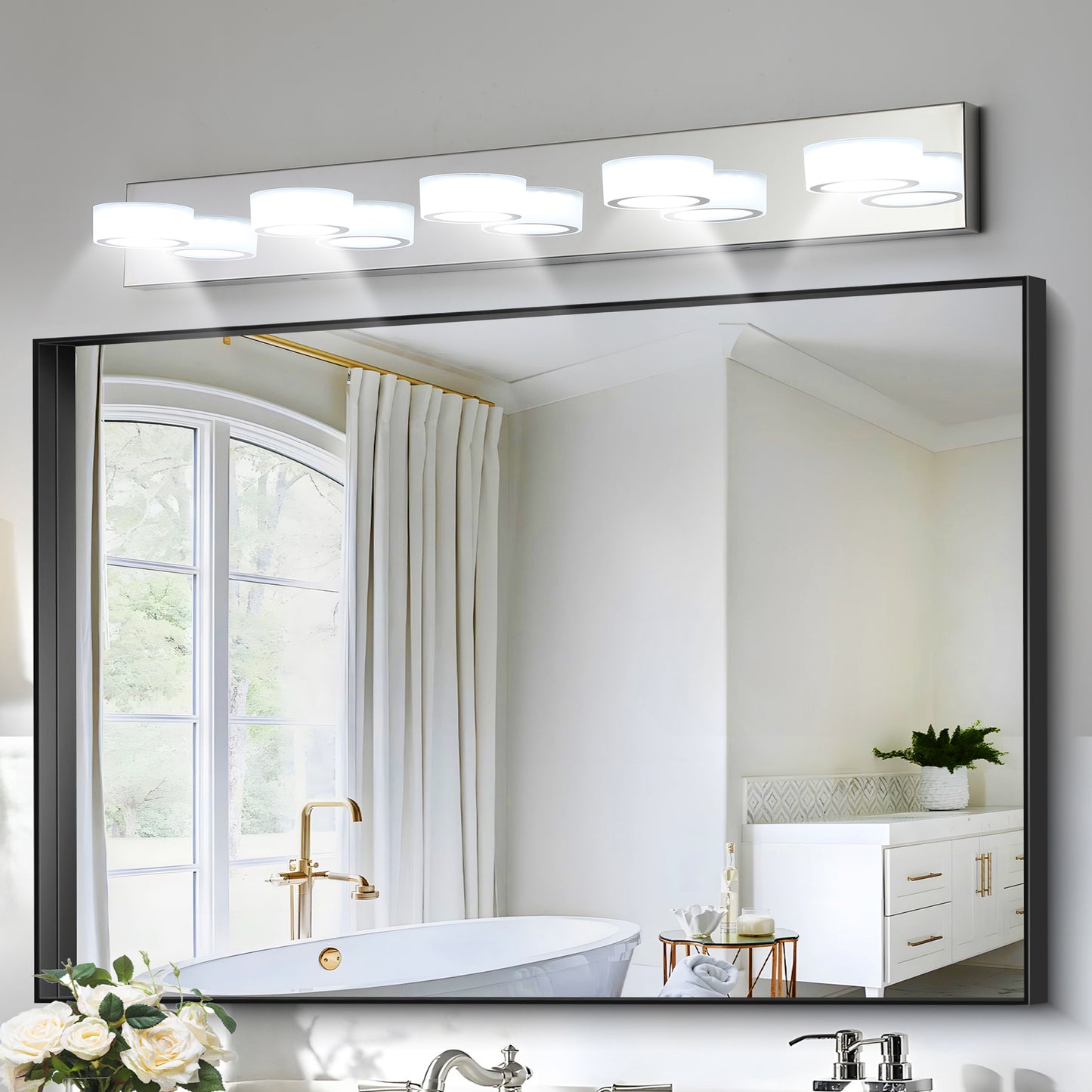Modern 5-Light LED Vanity Light Fixture - Chrome Finish