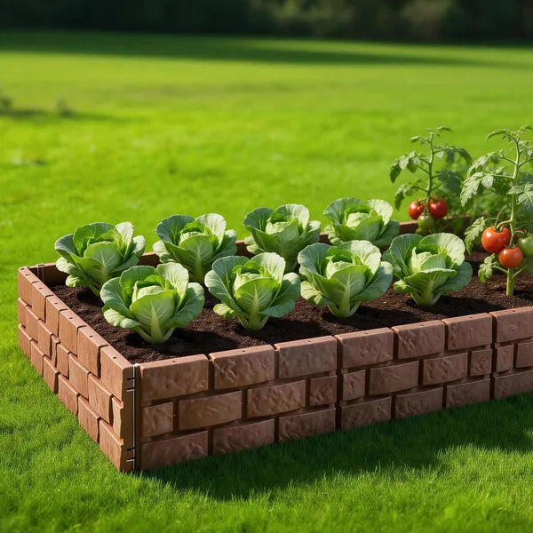 12PCS Stone Effect Garden Edging Flexible Landscape Border Fence PP