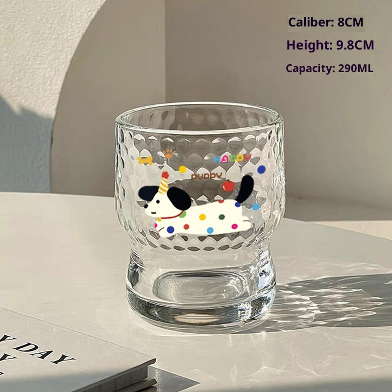 Cute Cartoon Glass Water Cup with Stickers - Milk & Drinkware for Home