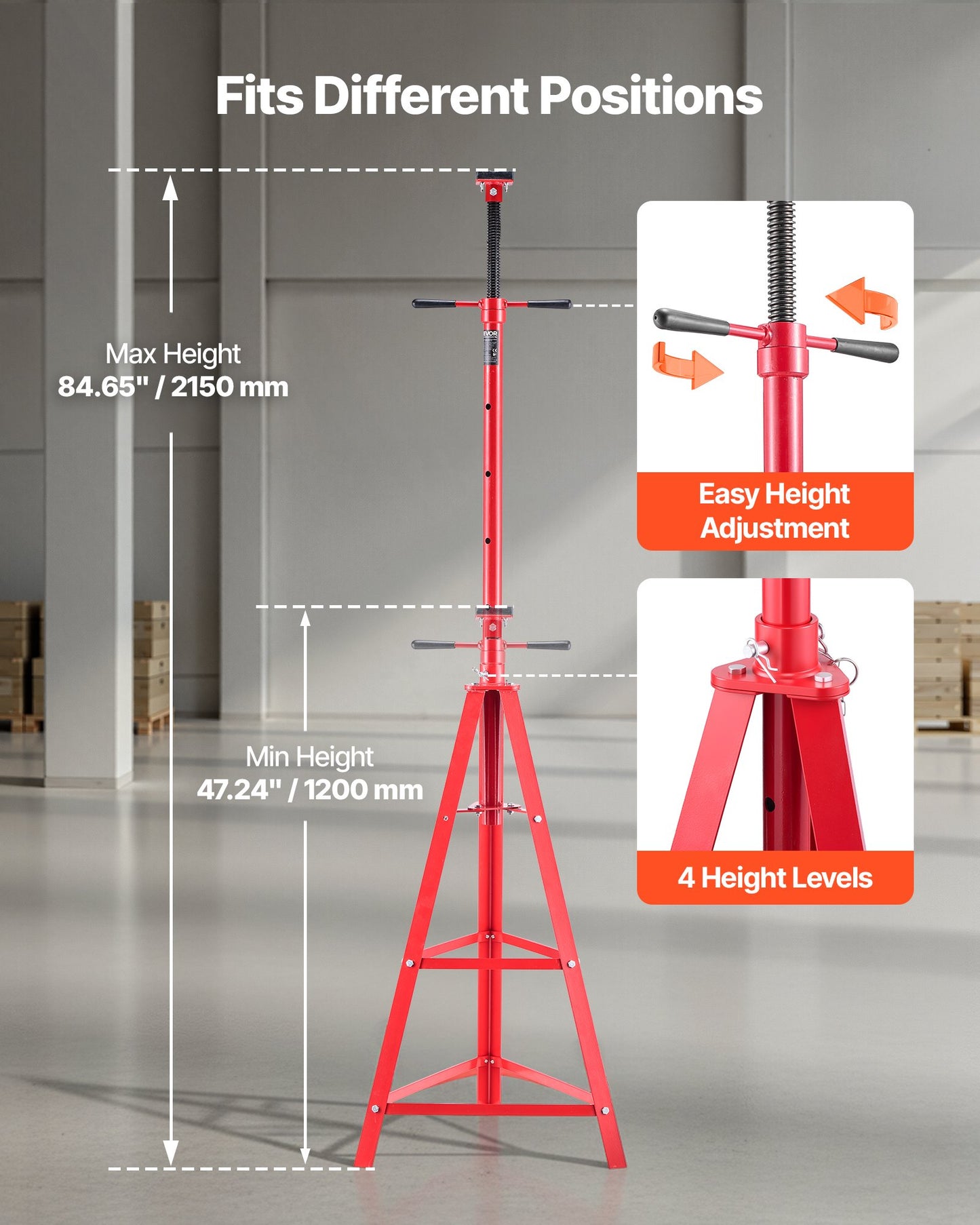 Under Hoist Tripod Stand, 2 Ton (4409 Lbs) Capacity High Lift Jack