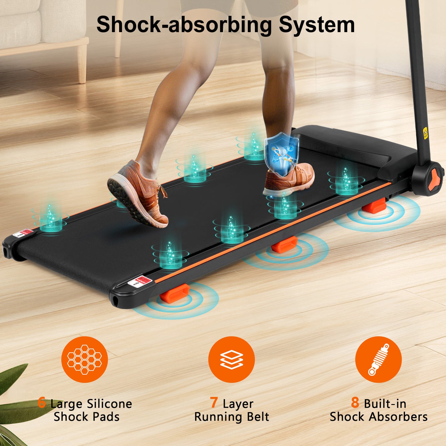 2.5HP Folding Treadmill with Heart Rate Sensor - Black