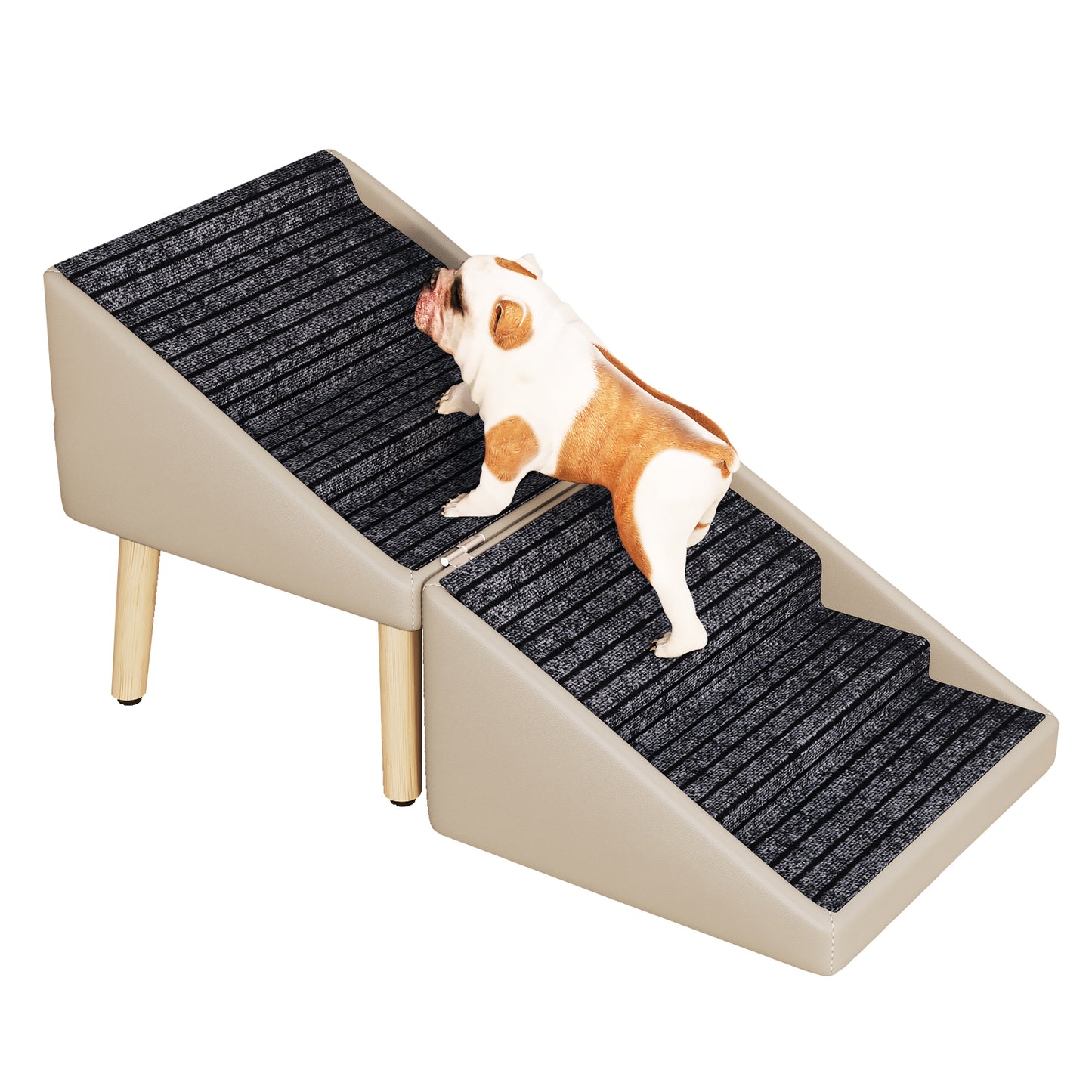 Foldable Wooden Pet Dog Ramp with Non-Slip Surface - 22.83 Inches