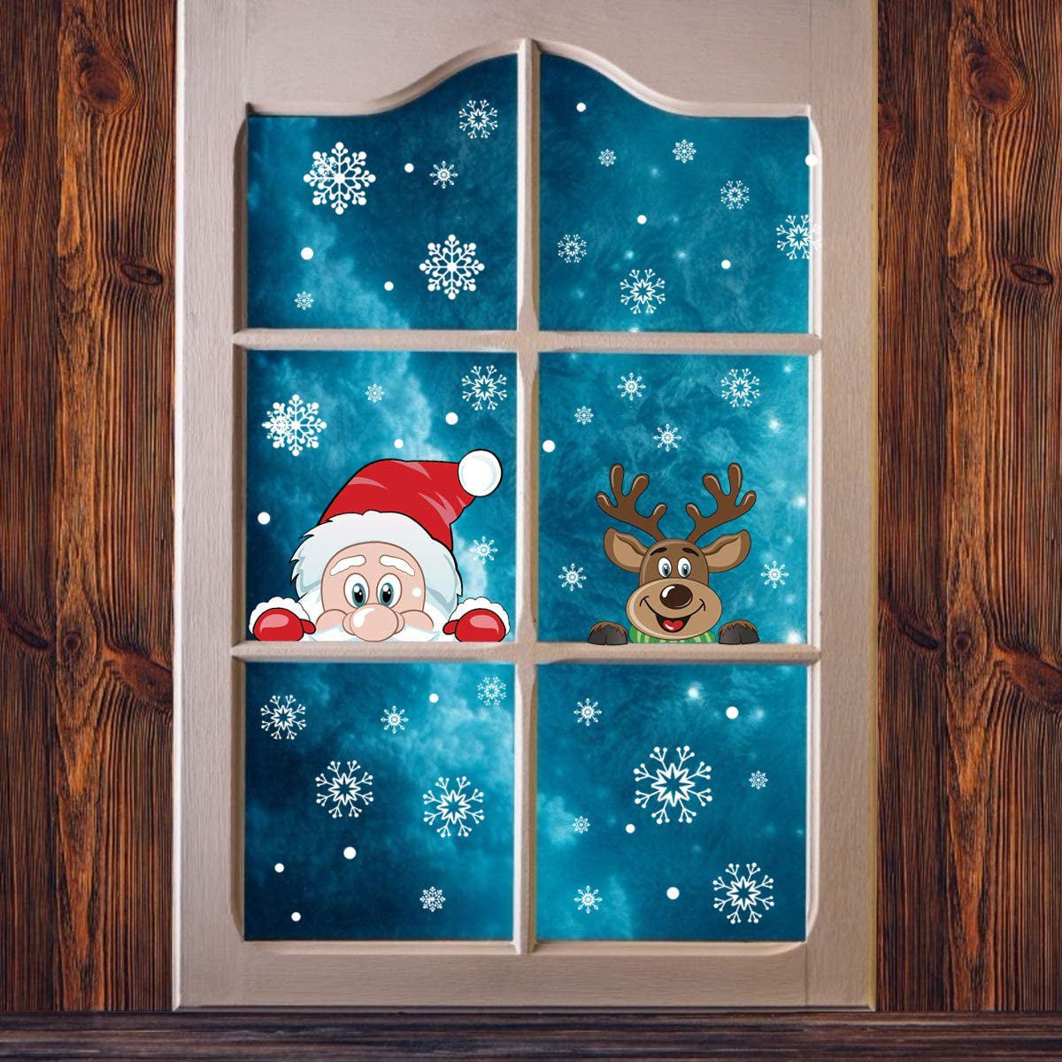 Christmas Snowflake Window Clings - 4 Reusable PVC Stickers