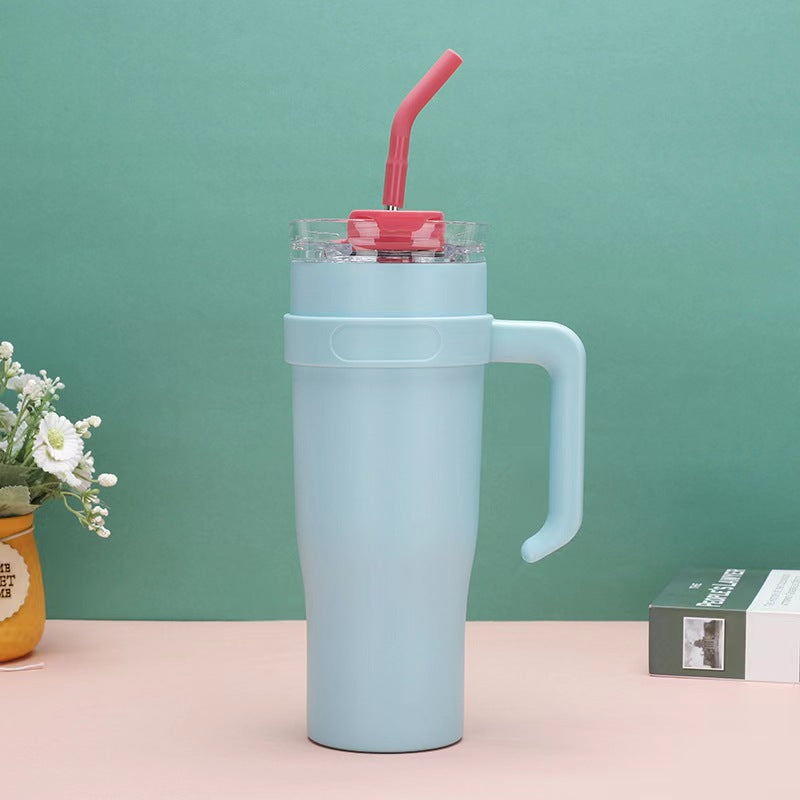 Large Capacity Stainless Steel Water Cup with Handle Strap 1L Insulated Drinkware