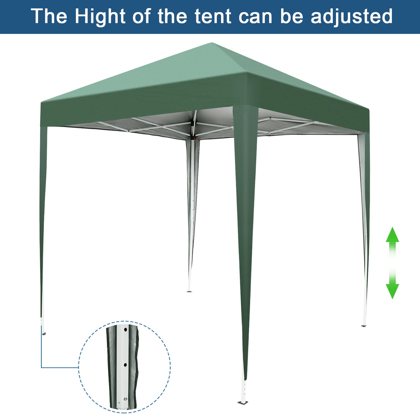 Green Waterproof Folding Tent - 2x2m for Outdoor Events