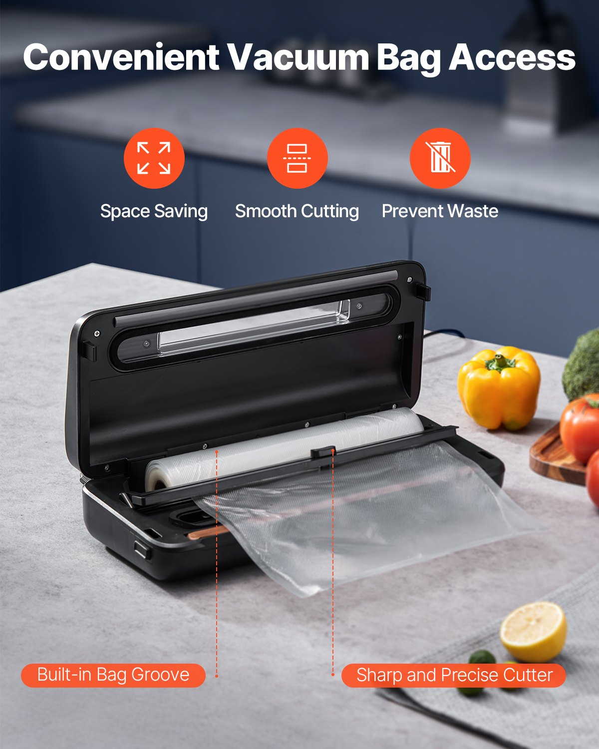 7-in-1 Food Vacuum Sealer Machine with Bags & Roll - Compact & Fast