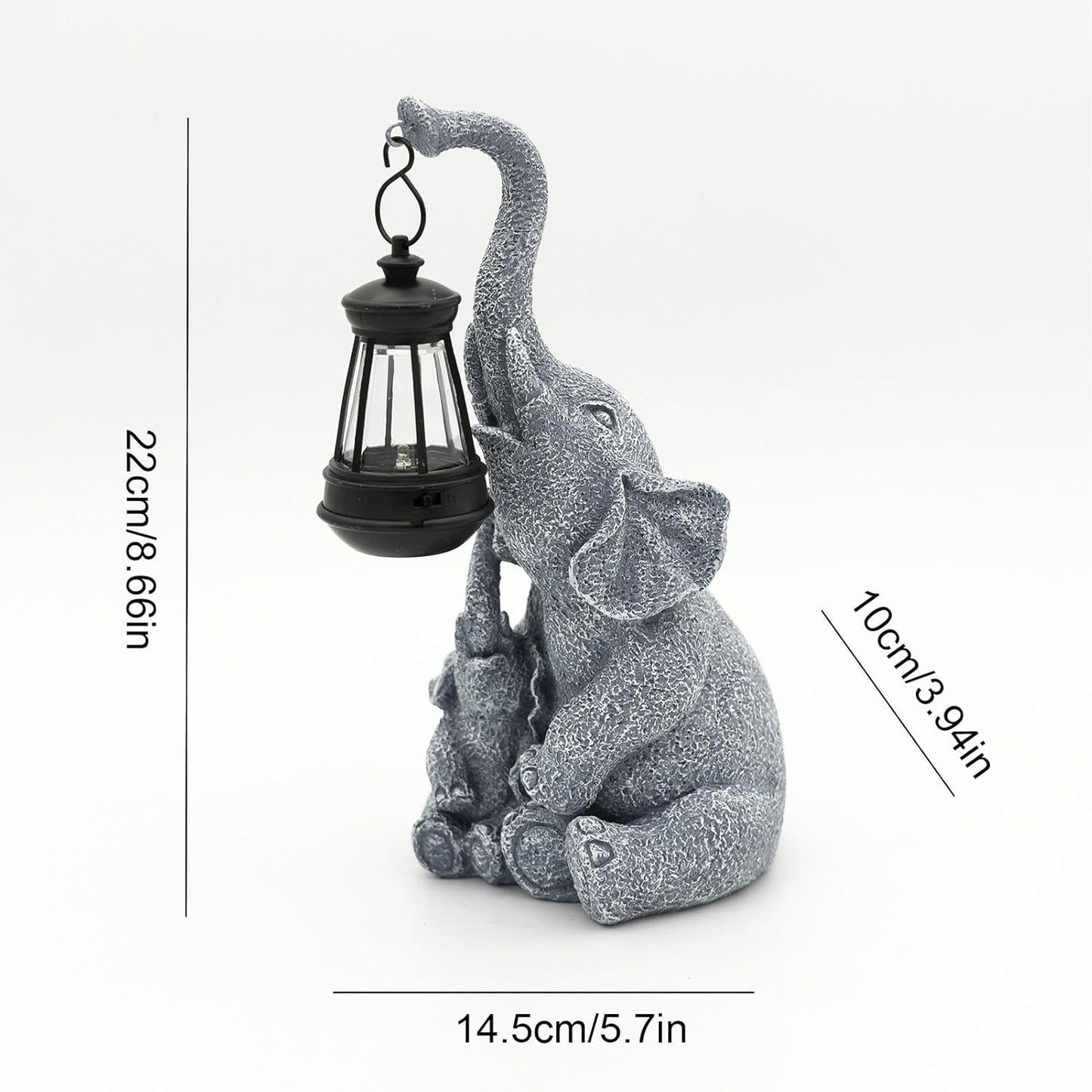 Elephant Solar Light - Outdoor Garden Decor & Porch Ornament - Gray
