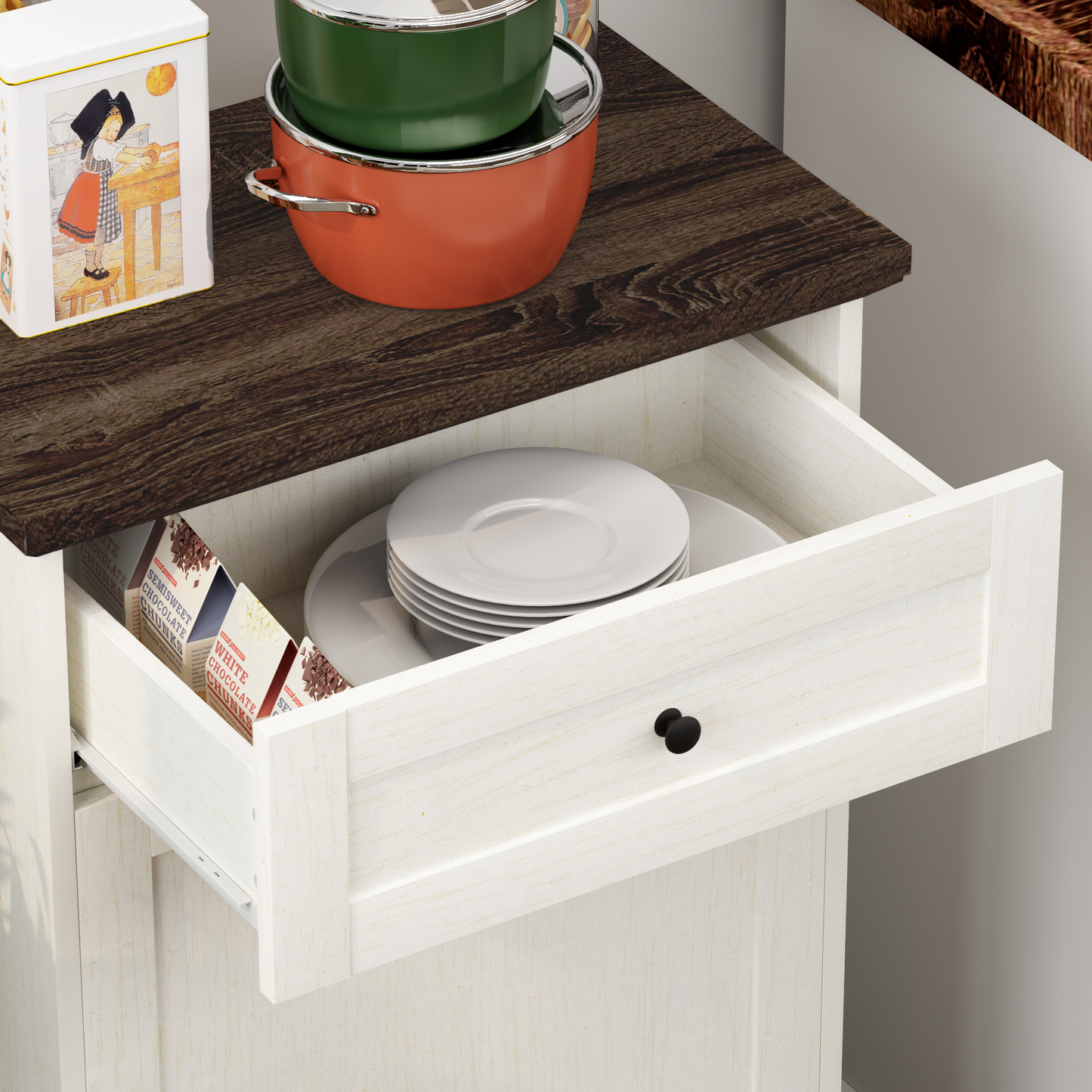 10 Gallon Tilt-Out Trash Cabinet - Antique White