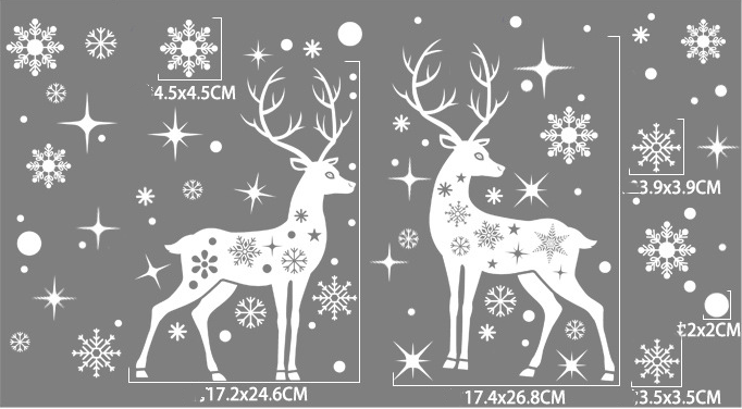 Christmas Elk Window Stickers - Snowflake Holiday Decor for Windows