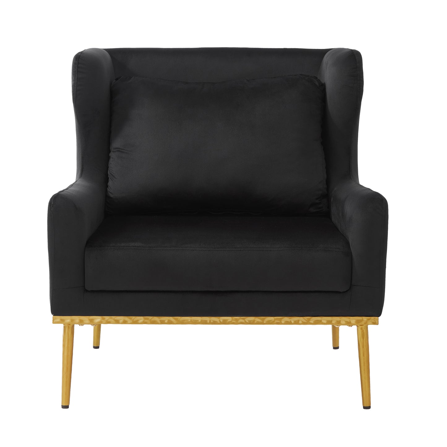 Black Velvet Accent Chair - Modern Armchair for Living Room