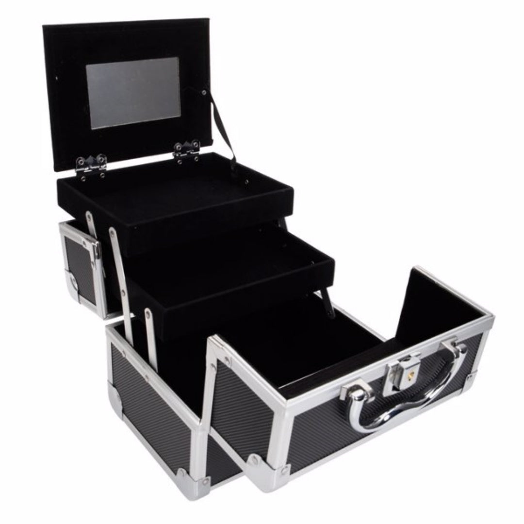 Portable Makeup Storage Bag with Mirror & Jewelry Compartment