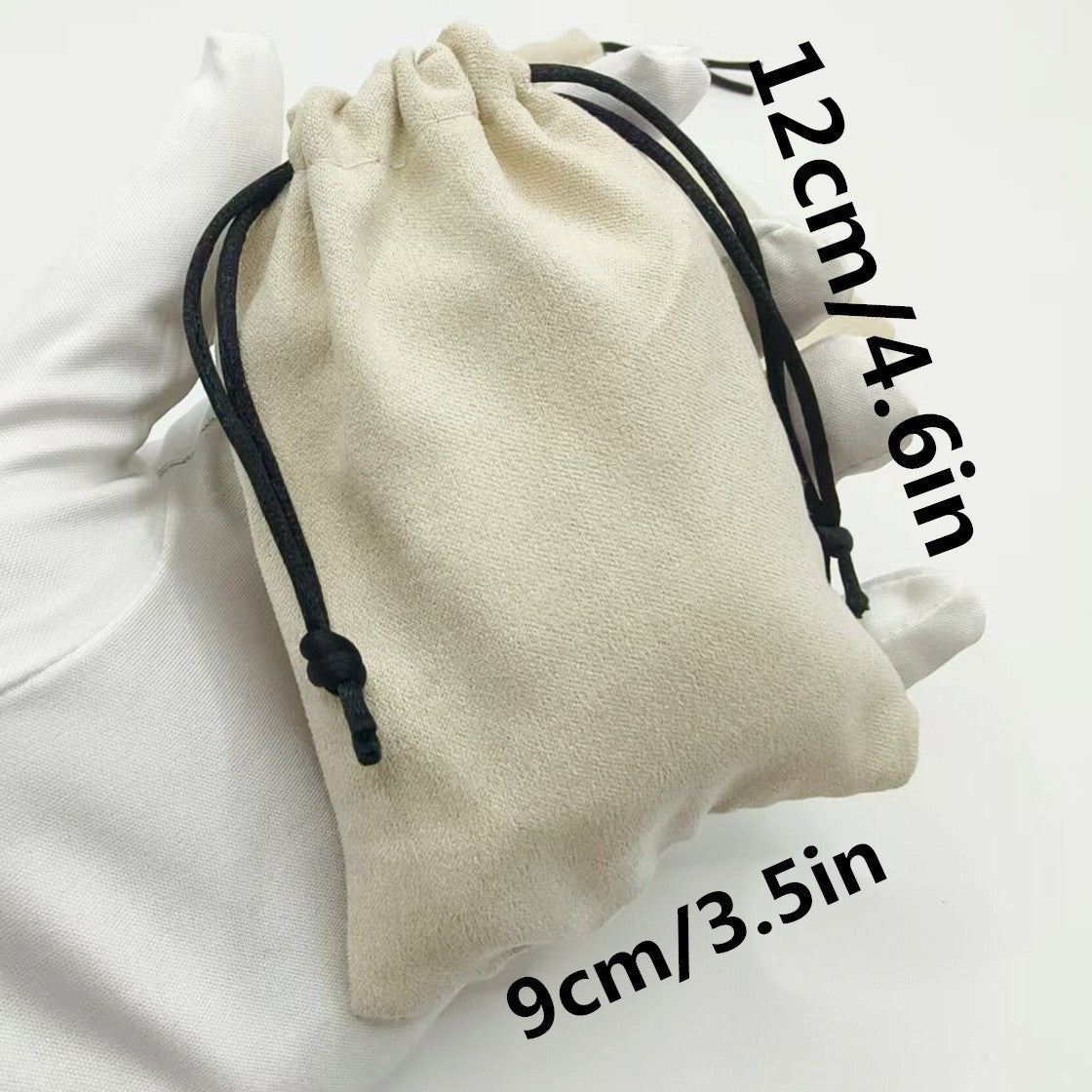 Velvet Jewelry Drawstring Storage Pouch - 9x12cm, Suede Color