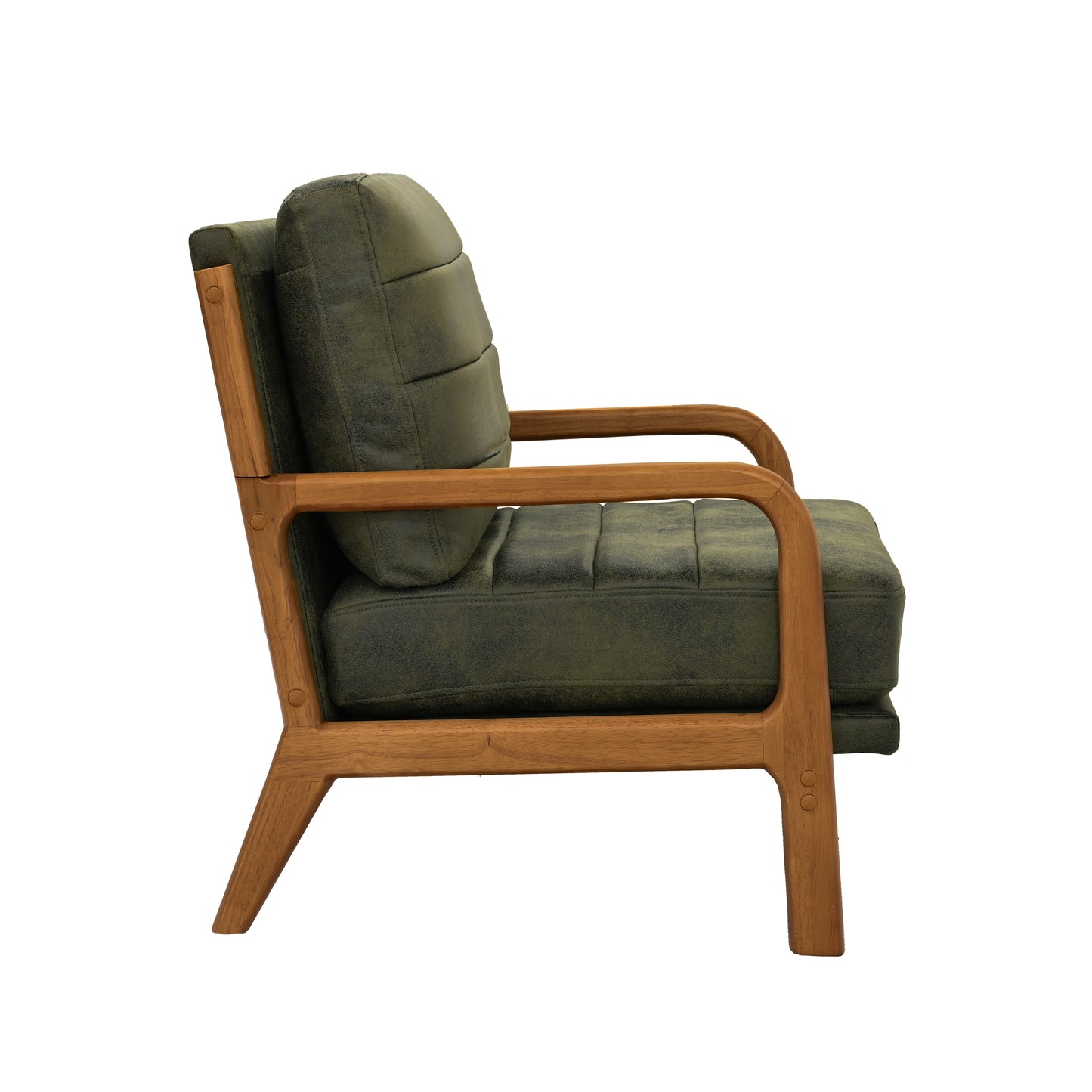 Mid-Century Modern Olive Green Fabric Armchair