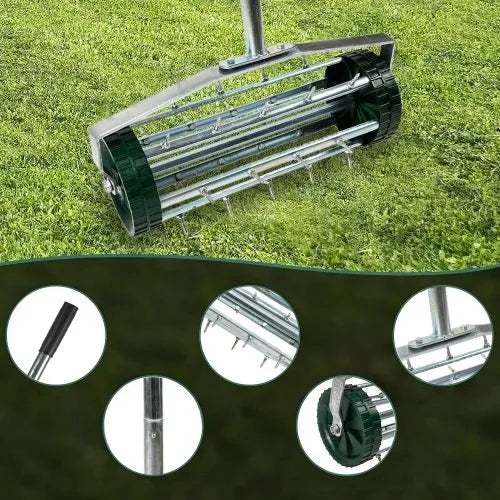 Heavy Duty Lawn Aerator with Steel Handle - Soil & Grass Maintenance Tool