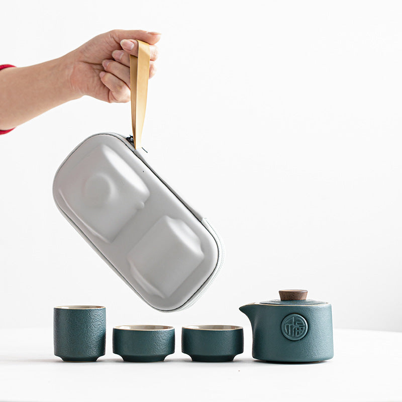 Travel Ceramic Tea Set with Teapot and Cups - Portable Household Drinkware