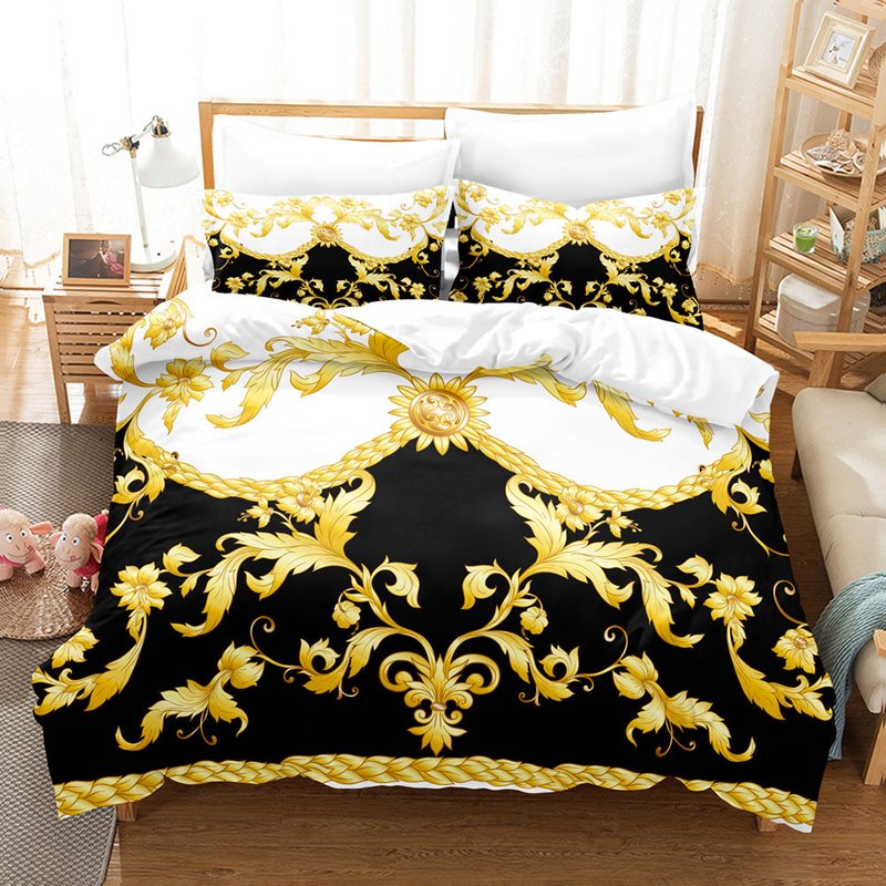 Digital Brushed Chemical Fiber Bedding Set - Multiple Sizes & Patterns