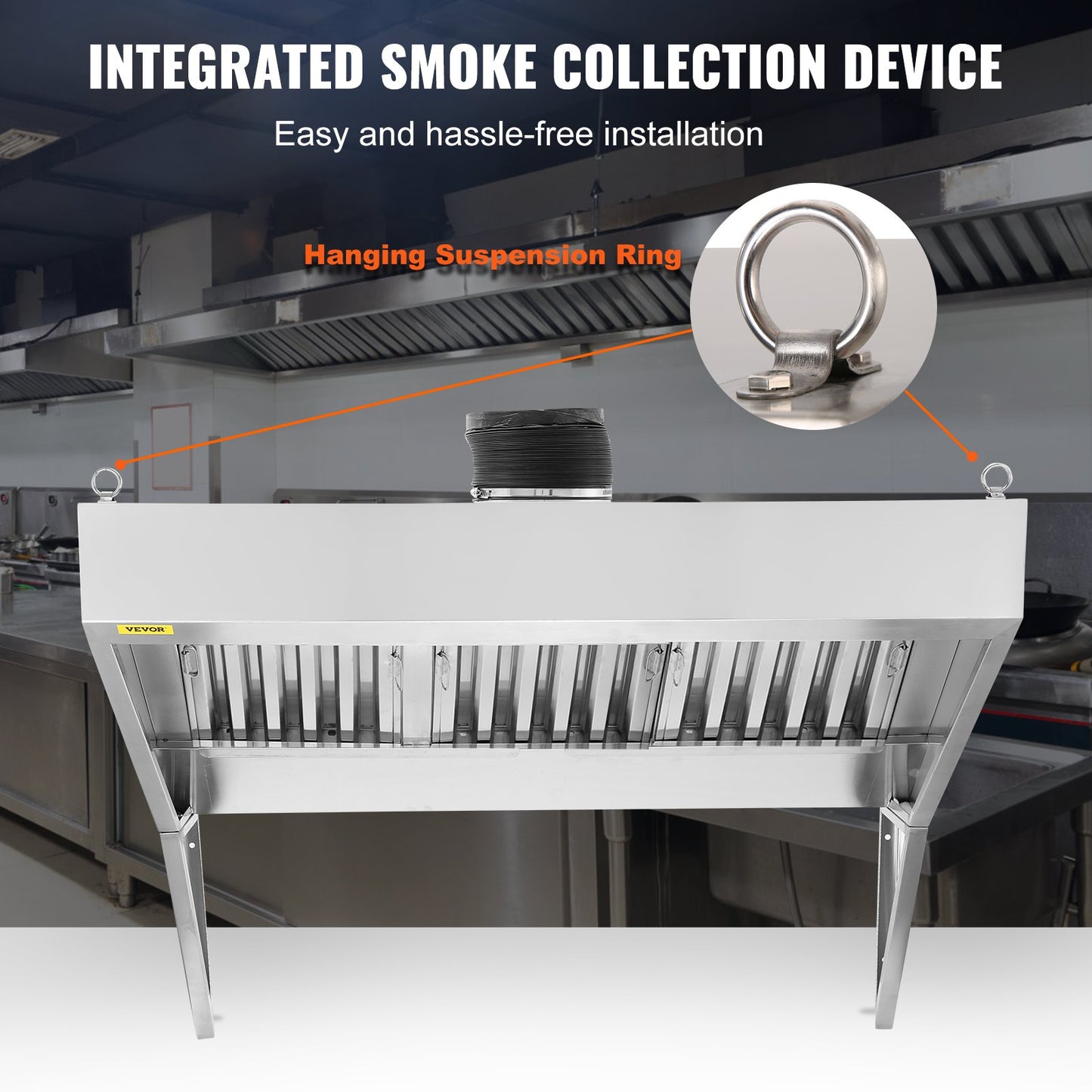 6FT Stainless Steel Food Truck Exhaust Hood with Oil Filter