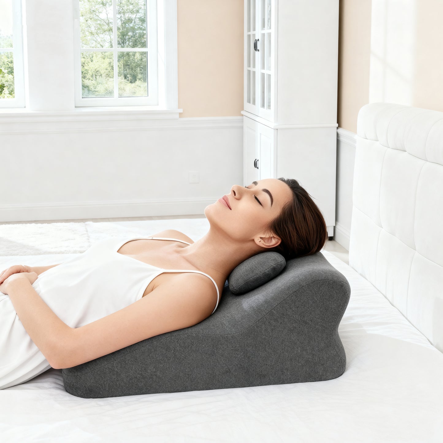 Ergonomic Spinal Posture Support Bed Pillow - Grey