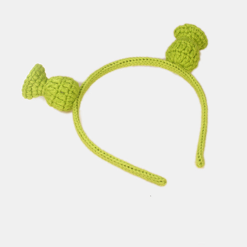 Unisex Wool Crocheted Shrek Headband - Handmade Cartoon Hair Accessory