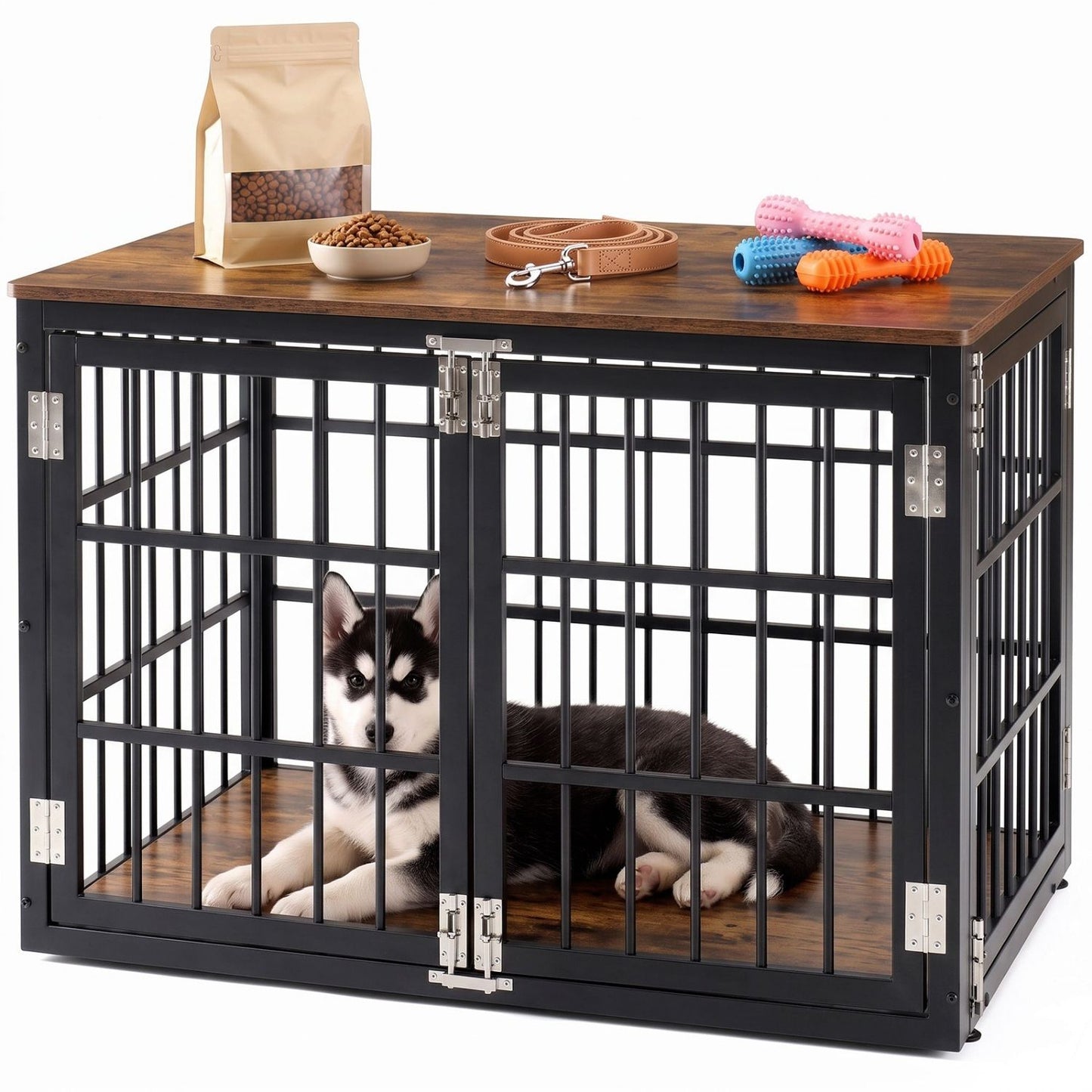 Heavy Duty Wooden Dog Crate Furniture with Locking Door for Large & Medium Dogs