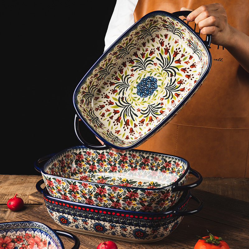 Rectangular Ceramic Dinner Plate Set - Household Tableware for Kitchen & Dining