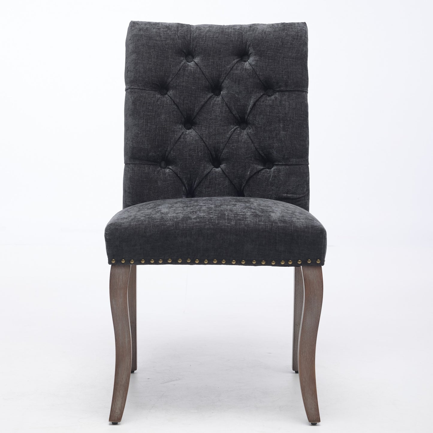 Upholstered Chenille Fabric Accent Dining Chair, Curved Solid Wood